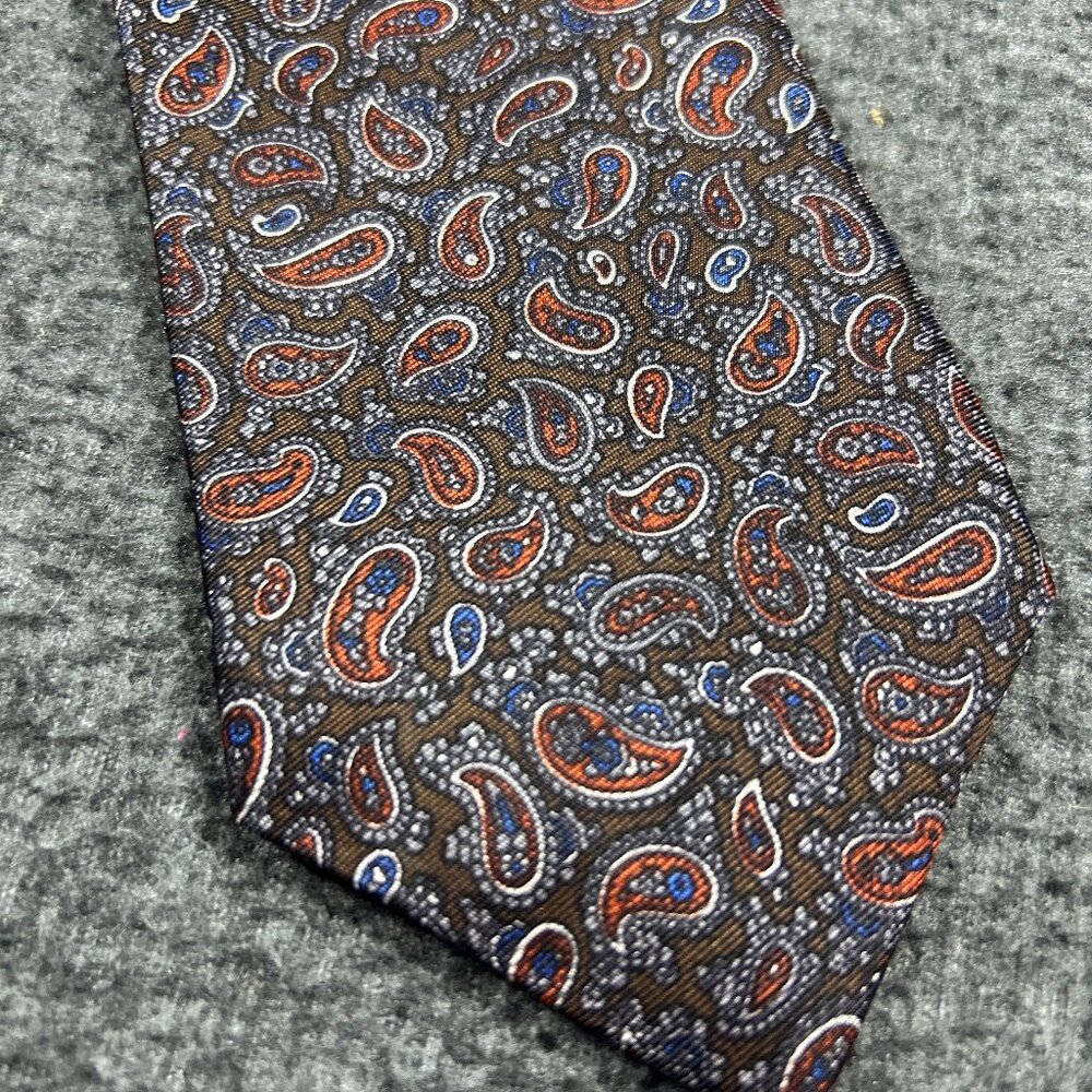 Vintage Briar Pride of‎ England Brown Paisley Preppy Neck Tie Rhodia